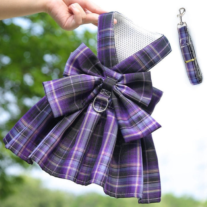 Plaid Harness Dress With Matching Leash