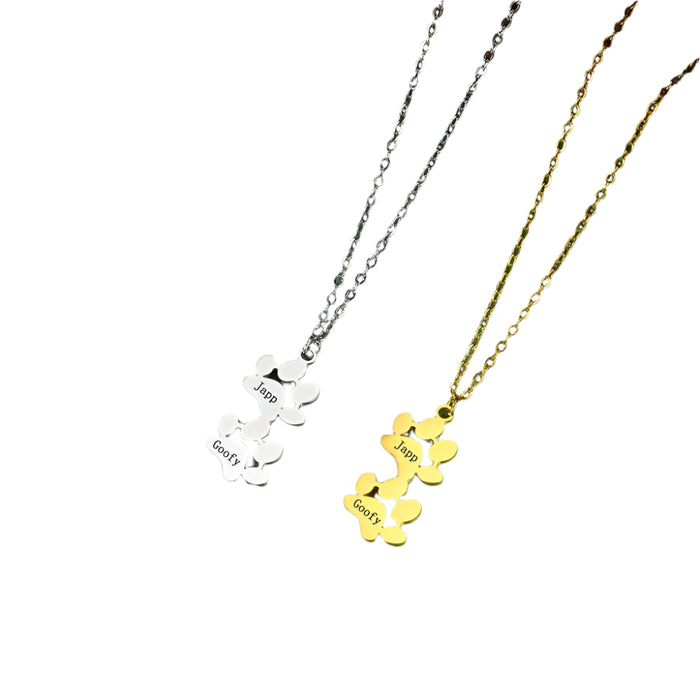 Custom Pet Name Paw Pendant Necklace