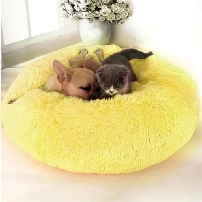 Cozy Faux Fur Dog and Cat Bed with High-Stretch Fabric