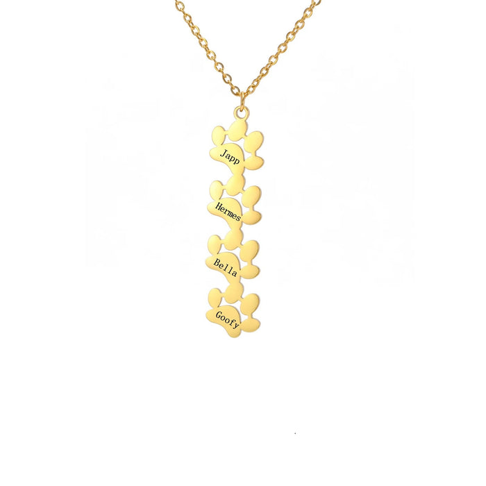 Custom Pet Name Paw Pendant Necklace