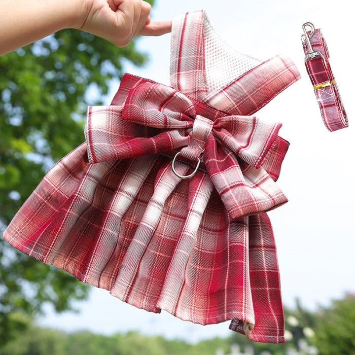 Plaid Harness Dress With Matching Leash