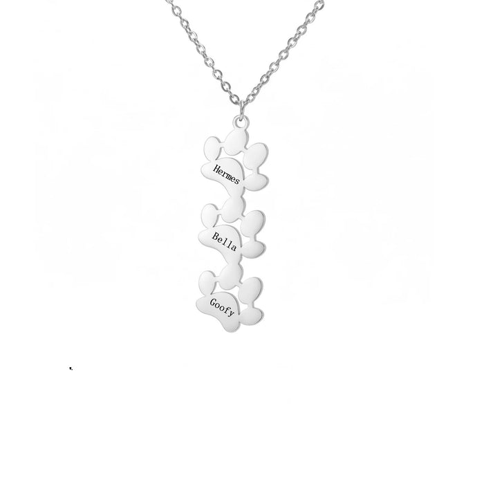 Custom Pet Name Paw Pendant Necklace