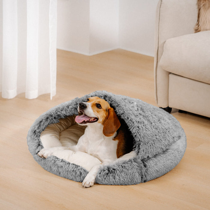 Plush Semi Enclosed Pet Nest Bed