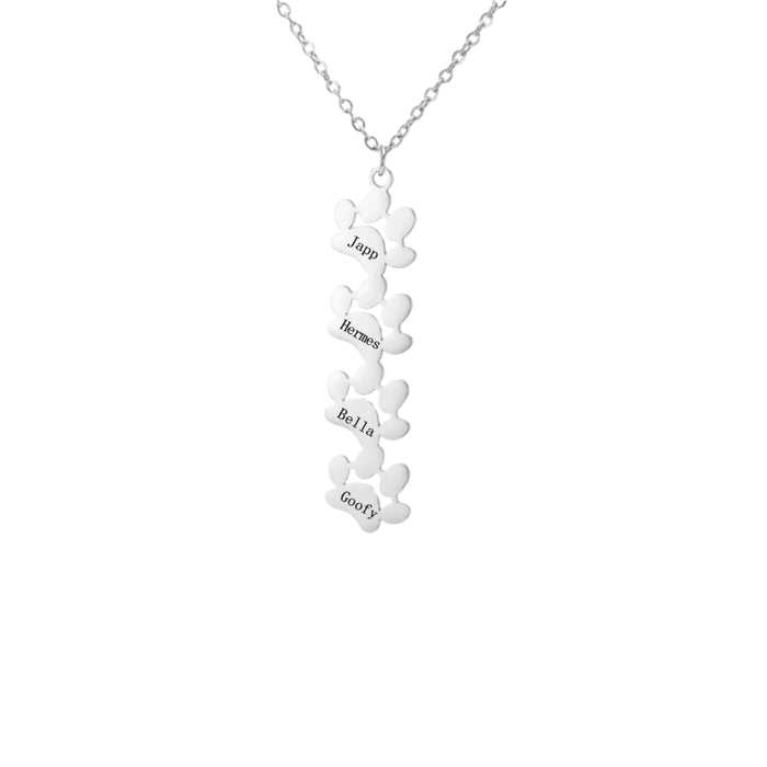 Custom Pet Name Paw Pendant Necklace