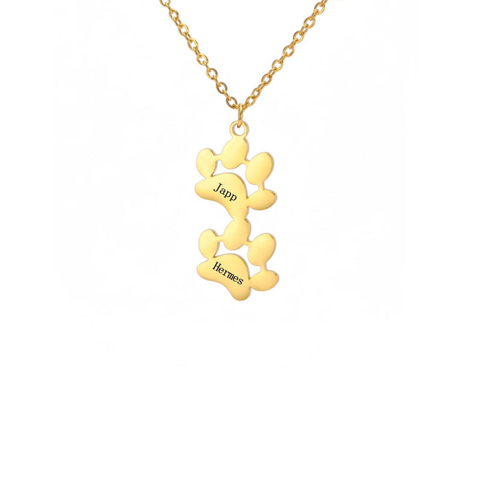 Custom Pet Name Paw Pendant Necklace