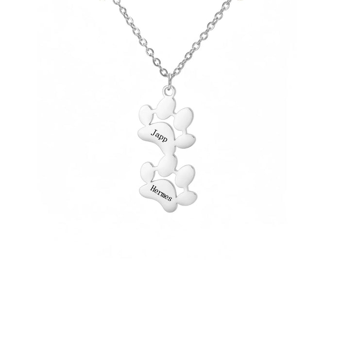 Custom Pet Name Paw Pendant Necklace