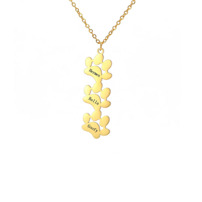 Custom Pet Name Paw Pendant Necklace