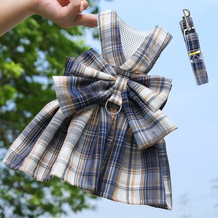 Plaid Harness Dress With Matching Leash