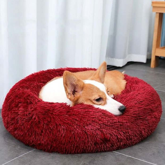 Cozy Faux Fur Dog and Cat Bed with High-Stretch Fabric