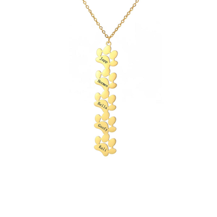 Custom Pet Name Paw Pendant Necklace