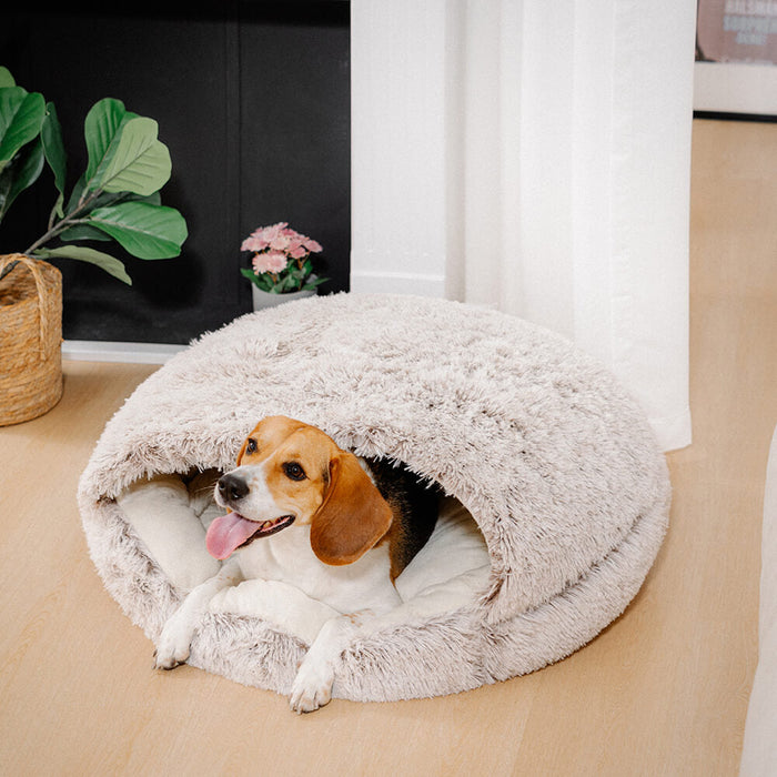 Plush Semi Enclosed Pet Nest Bed