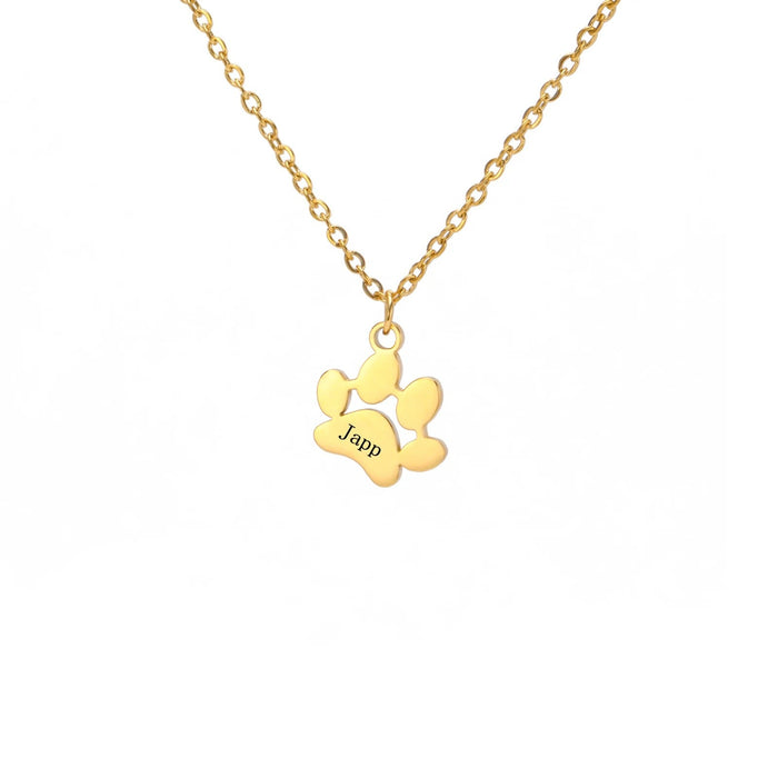 Custom Pet Name Paw Pendant Necklace