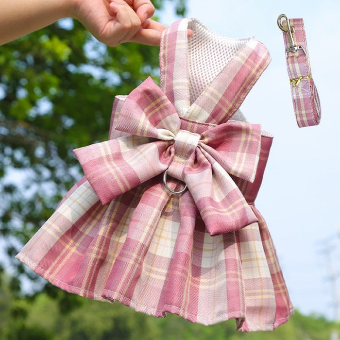 Plaid Harness Dress With Matching Leash