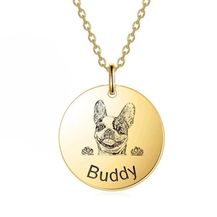 Custom Round Pet Photo Pendant Necklace With Name