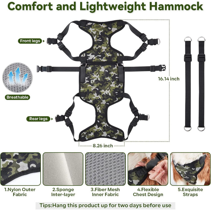 2 In 1 Camo Print Multifunctional Pet Grooming Hammock And Harness Set