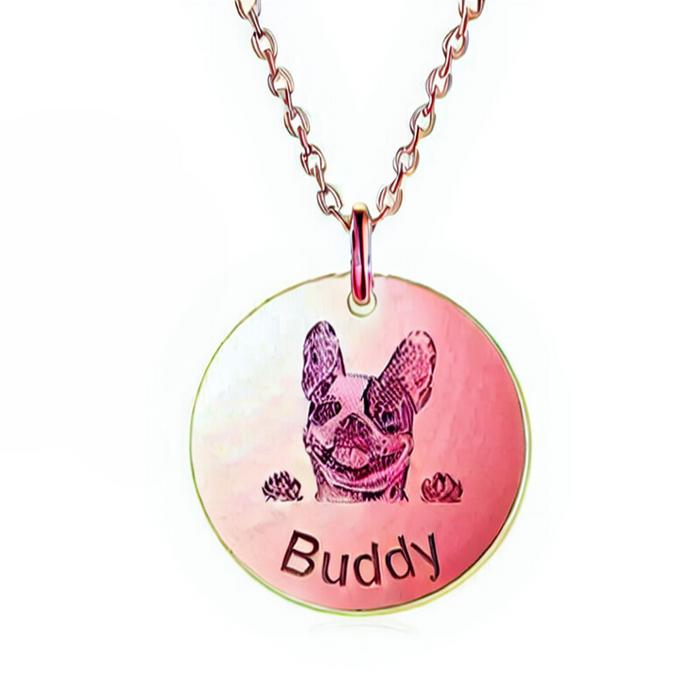 Custom Round Pet Photo Pendant Necklace With Name