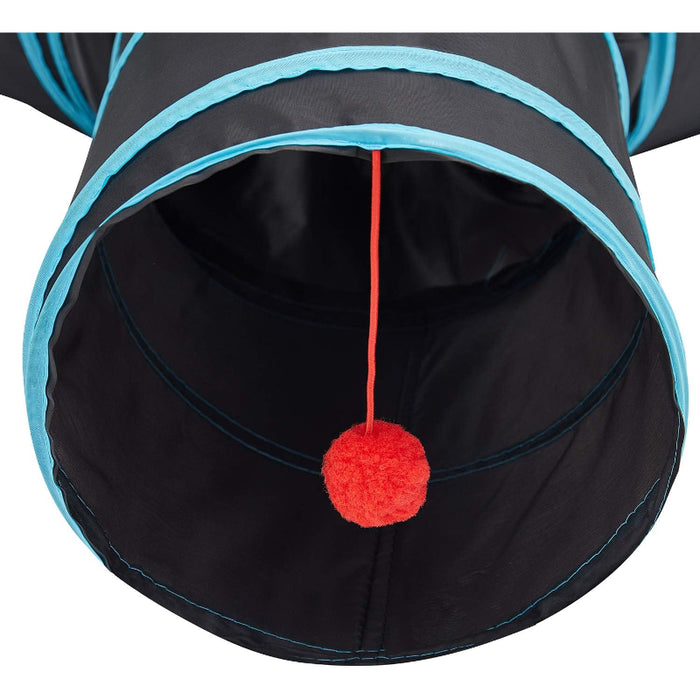 3 Way Collapsible Cat Tunnel Toy With Peek Hole And Ball