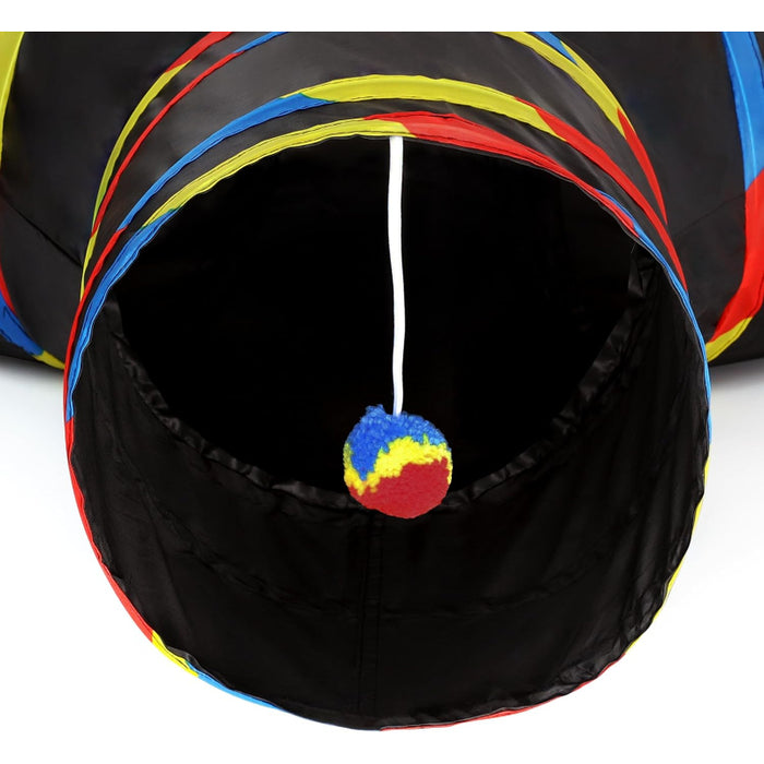 3 Way Collapsible Cat Tunnel Toy With Peek Hole And Ball