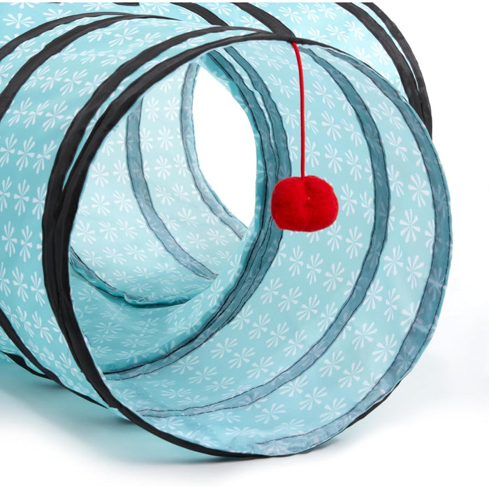 3 Way Collapsible Cat Tunnel Toy With Peek Hole And Ball