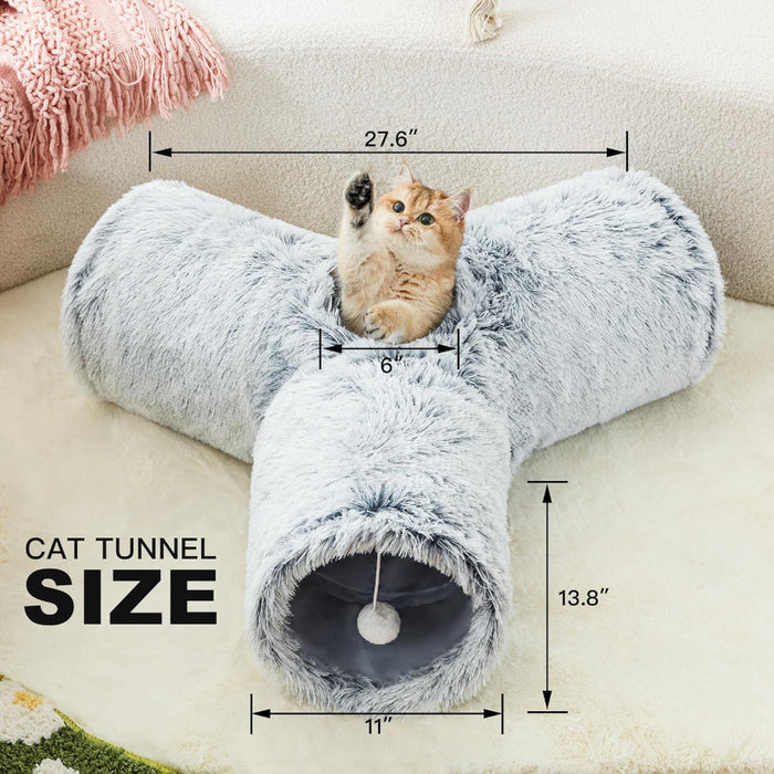 3 Way Collapsible Cat Tunnel Toy With Peek Hole And Ball