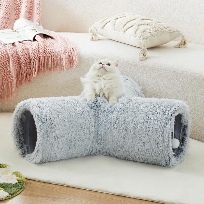 3 Way Collapsible Cat Tunnel Toy With Peek Hole And Ball