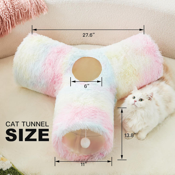 3 Way Collapsible Cat Tunnel Toy With Peek Hole And Ball