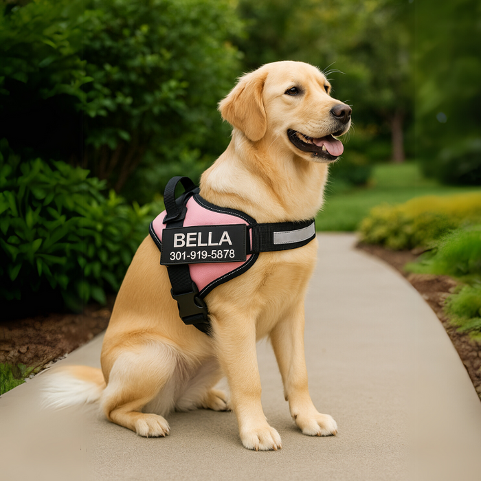 Custom No Pull Dog Harness With Name And Number