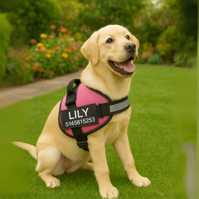 Custom No Pull Dog Harness With Name And Number