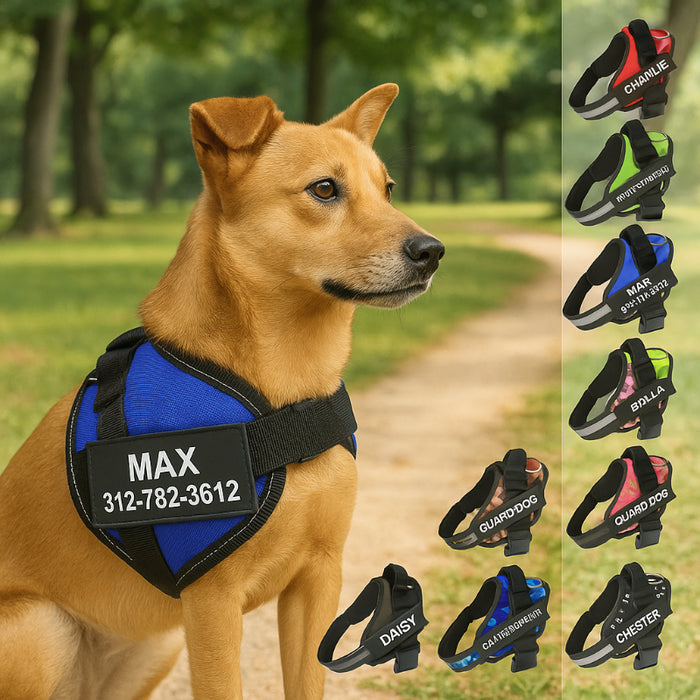 Custom No Pull Dog Harness With Name And Number