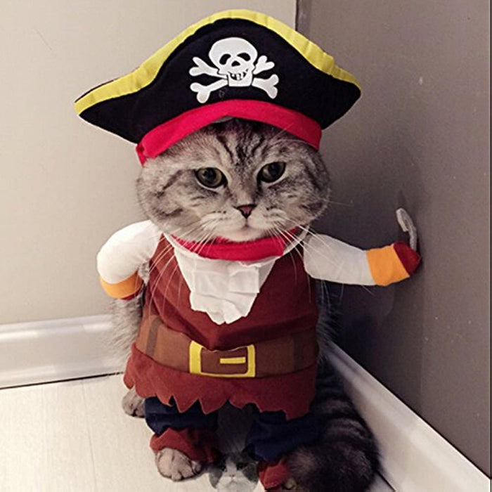 Pirate Themed Pet Costume With Hat For Dogs And Cats