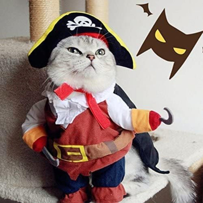 Pirate Themed Pet Costume With Hat For Dogs And Cats