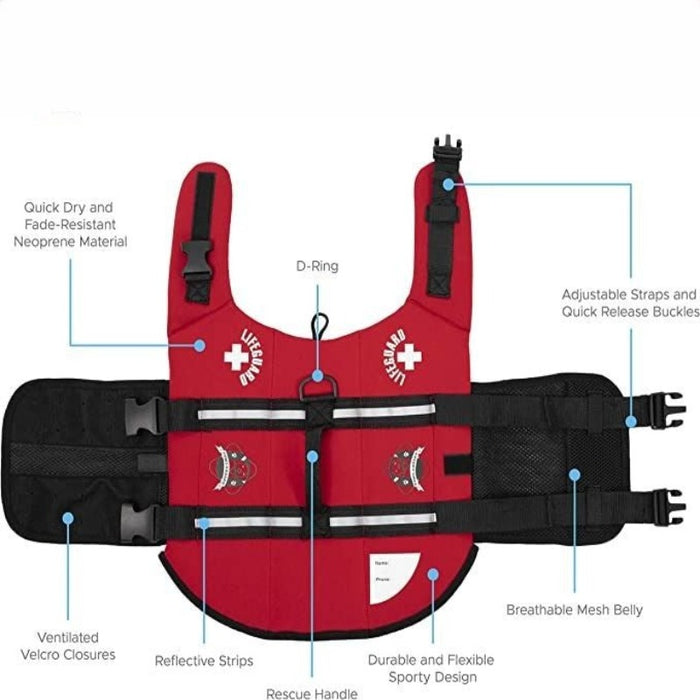 Dog Life Jacket, Neoprene Dog Life Vest For Swimming And Boating - Red