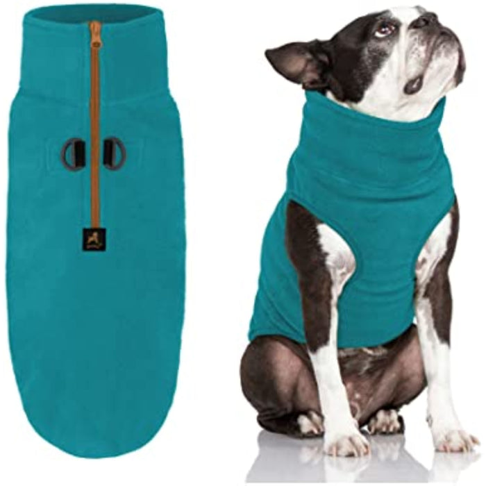Warm Pullover Fleece Dog Jacket With O-Ring Leash