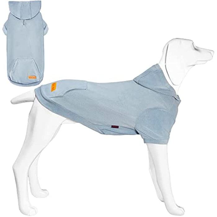 Basic Dog Hoodie Sweatshirts, Pet Clothes Hoodies Sweater With Hat & Leash Hole, Soft Cotton Outfit Coat For Small Medium Large Dogs Velvet Blue
