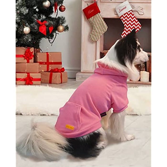 Basic Dog Hoodie Sweatshirts, Pet Clothes Hoodies Sweater With Hat & Leash Hole, Soft Cotton Outfit Coat For Small Medium Large Dogs Pink