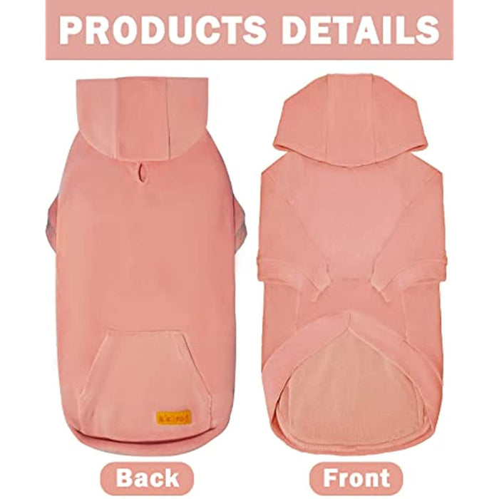 Basic Dog Hoodie Sweatshirts, Pet Clothes Hoodies Sweater With Hat & Leash Hole, Soft Cotton Outfit Coat For Small Medium Large Dogs Velvet Pink