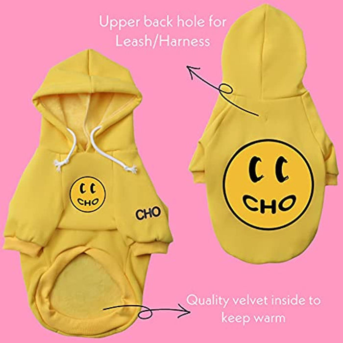 Smiley Dog Hoodie Stylish Dog Clothes Smiley Face Cotton Sweatshirt Fashion Outfit For Dogs Cats Puppy