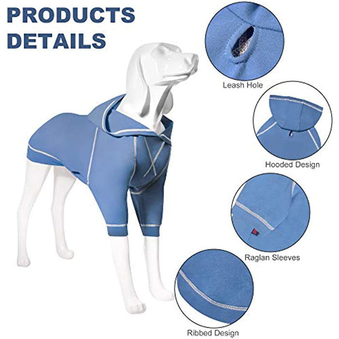 Basic Dog Hoodie Sweatshirts, Pet Clothes Hoodies Sweater With Hat & Leash Hole, Soft Cotton Outfit Coat For Small Medium Large Dogs Light Blue