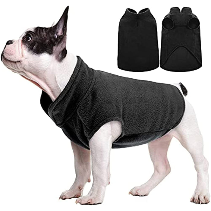 Dog Fleece Vest, Warm Sweatshirt Puppy Stretchy Sweater Pullover Dog Turtleneck Coat Dog Winter Jacket With Leash Hole