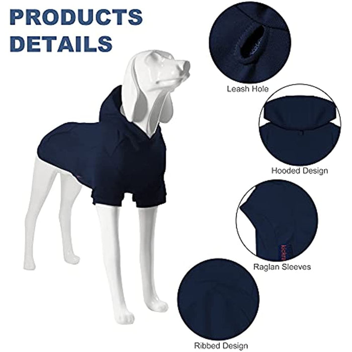 Basic Dog Hoodie Sweatshirts, Pet Clothes Hoodies Sweater With Hat & Leash Hole, Soft Cotton Outfit Coat For Small Medium Large Dogs Navy Blue
