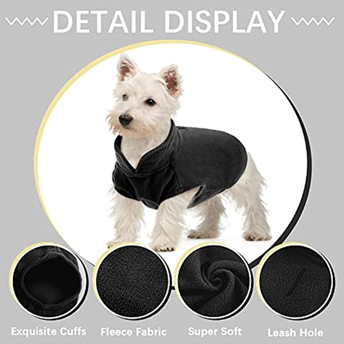 Dog Fleece Vest, Warm Sweatshirt Puppy Stretchy Sweater Pullover Dog Turtleneck Coat Dog Winter Jacket With Leash Hole