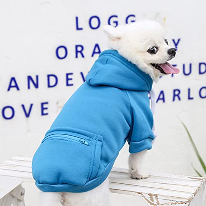 Pet Dog Hoodie Sweater Black Warm Soft Fleece Sweatshirts With Pocket