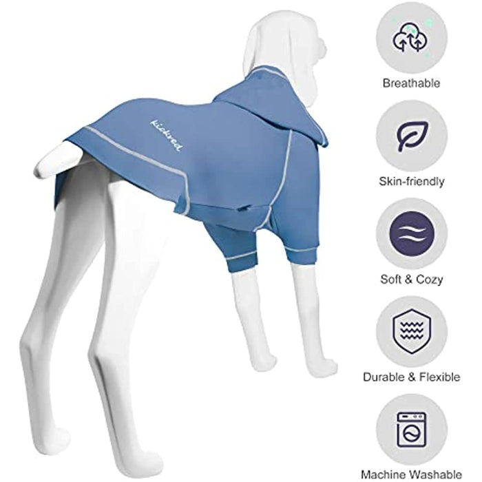 Basic Dog Hoodie Sweatshirts, Pet Clothes Hoodies Sweater With Hat & Leash Hole, Soft Cotton Outfit Coat For Small Medium Large Dogs Light Blue