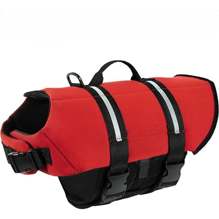 Dog Life Jacket, Neoprene Dog Life Vest For Swimming And Boating - Red