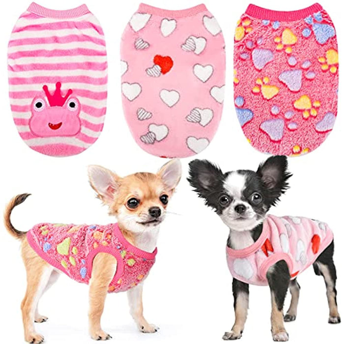 2 Pieces Small Dog Sweaters Fleece Cloth Warm Puppy Sweaters