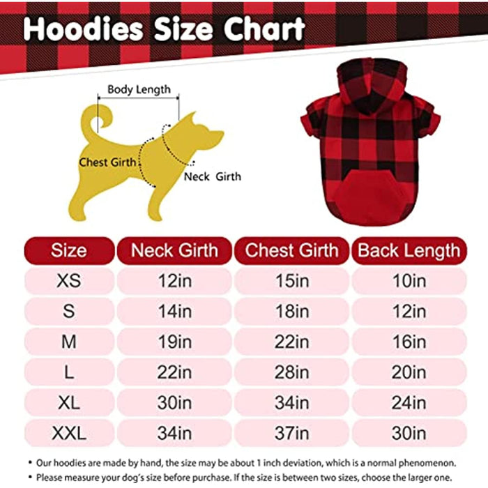 Plaid Dog Hoodie Pet Clothes Sweaters With Hat