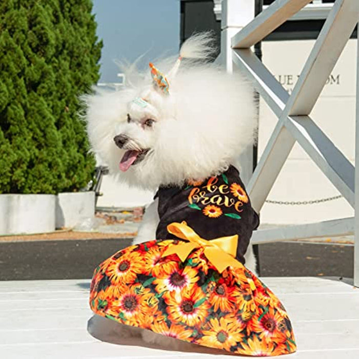 Dog Velvet Dress For Small Dogs Girl Puppy Dresses Clover Dog Clothes