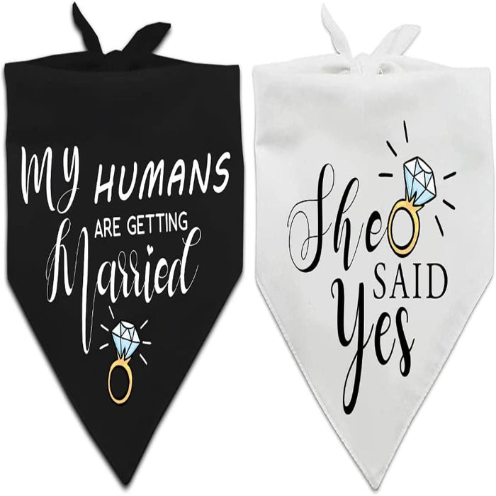 My Humans Are Getting Married She Said Yes Dog Bandana, Wedding Engagement Photos, Pet Scarf Accessories, Pet Accessories For Dog Lovers