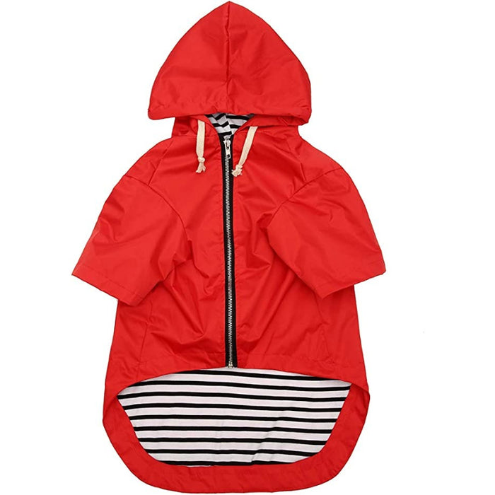 Dog Raincoat Waterproof Puppy Rain Jacket With Hood Reflective Strap