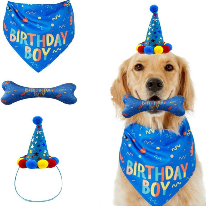 Dog Birthday Bandana Hat Toy Set Accessories And Decoration